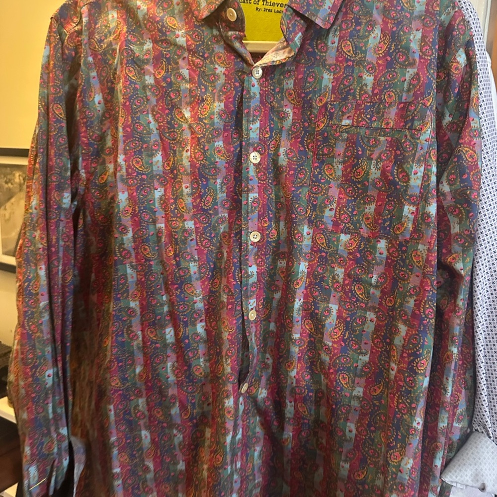 Red and Blue Casual Button Down Shirt with Vintage Plaid Design